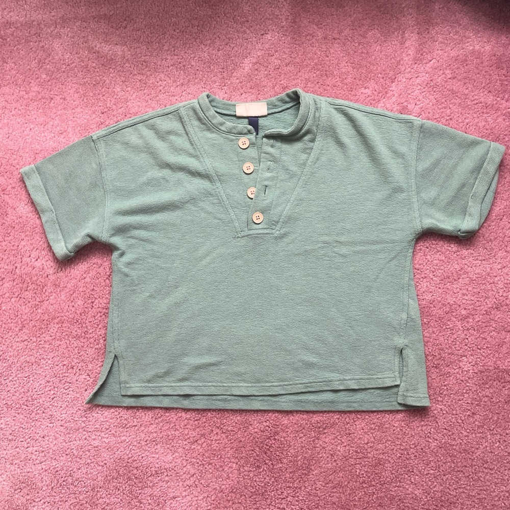 Green Button Detail Shirt